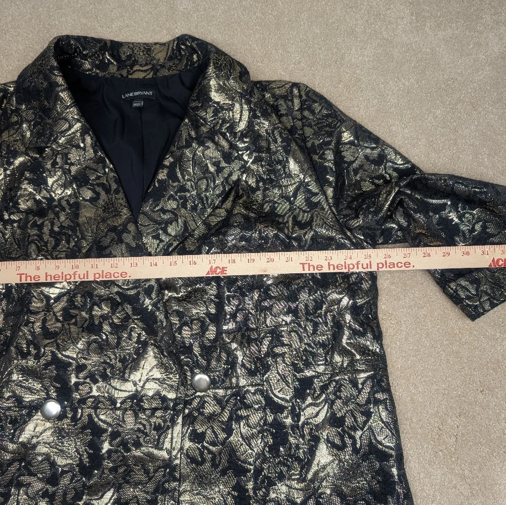 Lane Bryant Brocade Blazer Black and Gold Size 18/20 - Picture 13 of 15